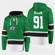 Wholesale Cheap Men's Dallas Stars #91 Tyler Seguin Green Ageless Must-Have Lace-Up Pullover Hoodie