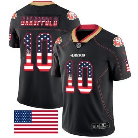 Wholesale Cheap Nike 49ers #10 Jimmy Garoppolo Black Men\'s Stitched NFL Limited Rush USA Flag Jersey