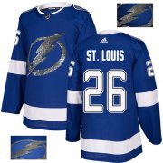Wholesale Cheap Adidas Lightning #26 Martin St. Louis Blue Home Authentic Fashion Gold Stitched NHL Jersey