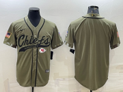 Wholesale Cheap Men's Kansas City Chiefs Blank Olive Salute to Service Cool Base Stitched Baseball Jersey
