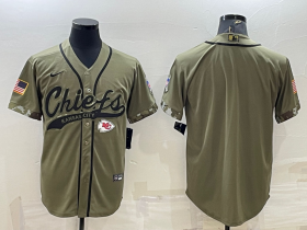 Wholesale Cheap Men\'s Kansas City Chiefs Blank Olive Salute to Service Cool Base Stitched Baseball Jersey