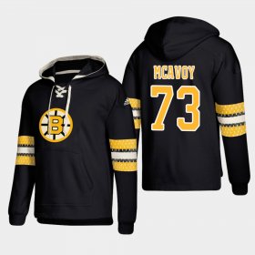 Wholesale Cheap Boston Bruins #73 Charlie McAvoy Black adidas Lace-Up Pullover Hoodie