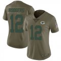 Wholesale Cheap Nike Packers #12 Aaron Rodgers Olive Women's Stitched NFL Limited 2017 Salute to Service Jersey