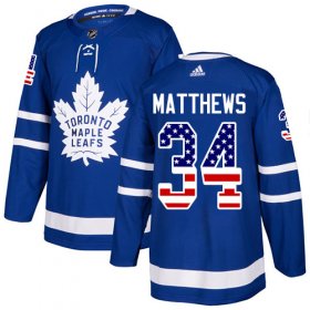 Wholesale Cheap Adidas Maple Leafs #34 Auston Matthews Blue Home Authentic USA Flag Stitched Youth NHL Jersey