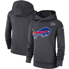Wholesale Cheap NFL Women\'s Buffalo Bills Nike Anthracite Crucial Catch Performance Pullover Hoodie