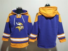 Wholesale Cheap Men\'s Minnesota Vikings Blank Purple Yellow Ageless Must-Have Lace-Up Pullover Hoodie