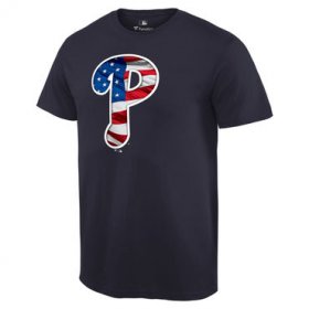 Wholesale Cheap Men\'s Philadelphia Phillies Navy Banner Wave T Shirt