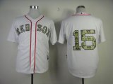 Wholesale Cheap Red Sox #15 Dustin Pedroia White USMC Cool Base Stitched MLB Jersey