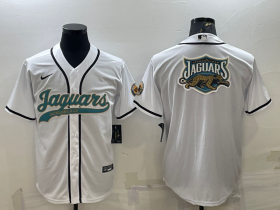Wholesale Cheap Men\'s Jacksonville Jaguars White Team Big Logo With Patch Cool Base Stitched Baseball Jersey