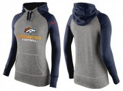 Wholesale Cheap Women's Nike Denver Broncos Performance Hoodie Grey & Dark Blue