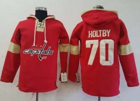 Wholesale Cheap Capitals #70 Braden Holtby Red Pullover Hoodie Stitched NHL Jersey