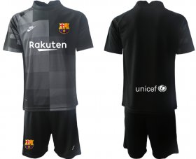 Wholesale Cheap Men 2021-2022 Club Barcelona black goalkeeper blank Soccer Jersey