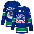 Wholesale Cheap Adidas Canucks #23 Alexander Edler Blue Home Authentic USA Flag Stitched NHL Jersey