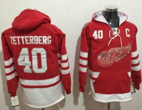 Wholesale Cheap Red Wings #40 Henrik Zetterberg Red Name & Number Pullover NHL Hoodie