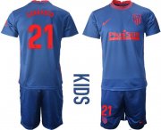 Wholesale Cheap Youth 2020-2021 club Atletico Madrid away 21 blue Soccer Jerseys