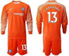 Wholesale Cheap Chelsea #13 Caballero Orange Goalkeeper Long Sleeves Soccer Club Jersey