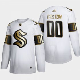 Wholesale Cheap Seattle Kraken Custom Men\'s Adidas White Golden Edition Limited Stitched NHL Jersey