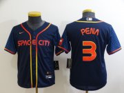 Wholesale Cheap Youth Houston Astros #3 Jeremy Pena 2022 Navy Blue City Connect Flex Base Stitched Baseball Jersey