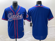 Wholesale Cheap Men's Chicago Cubs Blank Blue Cool Base Stitched Baseball Jersey