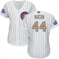 Wholesale Cheap Cubs #44 Anthony Rizzo White(Blue Strip) 2017 Gold Program Cool Base Women's Stitched MLB Jersey