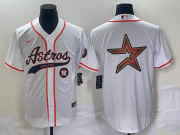 Cheap Men's Houston Astros White Team Big Logo Cool Base Stitched Baseball Jersey1