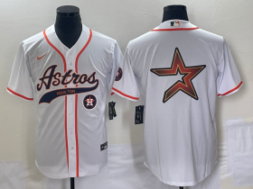 Cheap Men\'s Houston Astros White Team Big Logo Cool Base Stitched Baseball Jersey1