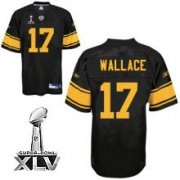 Wholesale Cheap Steelers #17 Mike Wallace Black With Yellow Number Super Bowl XLV Stitched NFL Jersey