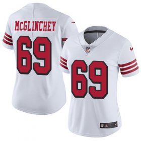 Wholesale Cheap Nike 49ers #69 Mike McGlinchey White Rush Women\'s Stitched NFL Vapor Untouchable Limited Jersey