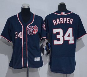 Wholesale Cheap Nationals #34 Bryce Harper Navy Blue Flexbase Authentic Women\'s Stitched MLB Jersey