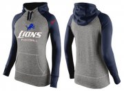 Wholesale Cheap Women's Nike Detroit Lions Performance Hoodie Grey & Dark Blue