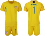 Wholesale Cheap USA #1 Howard Yellow Goalkeeper Soccer Country Jersey