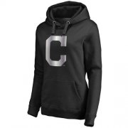 Wholesale Cheap Women's Cleveland Indians Platinum Collection Pullover Hoodie Black