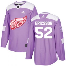 Wholesale Cheap Adidas Red Wings #52 Jonathan Ericsson Purple Authentic Fights Cancer Stitched NHL Jersey