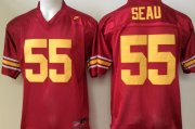 Wholesale Cheap Men's USC Trojans #55 Junior Seau Red Limited Stitched College Football Nike NCAA Jersey