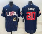 Cheap Men's USA Baseball #20 Pete Alonso Number 2023 Navy World Baseball Classic Stitched Jerseys