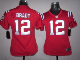 Wholesale Cheap Nike Patriots #12 Tom Brady Red Alternate Women\'s Stitched NFL Elite Jersey