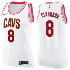 Wholesale Cheap Nike Cleveland Cavaliers #8 Jordan Clarkson White Pink Women\'s NBA Swingman Fashion Jersey