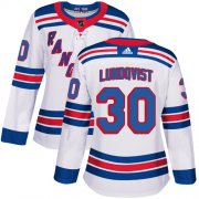 Wholesale Cheap Adidas Rangers #30 Henrik Lundqvist White Road Authentic Women's Stitched NHL Jersey