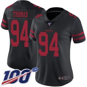 Wholesale Cheap Nike 49ers #94 Solomon Thomas Black Alternate Women\'s Stitched NFL 100th Season Vapor Limited Jersey