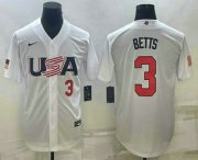 Cheap Mens USA Baseball #3 Mookie Betts Number 2023 White World Baseball Classic Replica Stitched Jersey