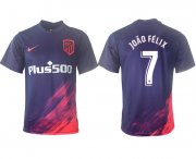 Wholesale Cheap Men 2021-2022 Club Atletico Madrid away aaa version purple 7 Soccer Jersey