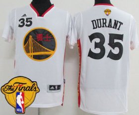 Wholesale Cheap Men\'s Warriors #35 Kevin Durant White 2017 Chinese New Year The Finals Patch Stitched NBA Jersey