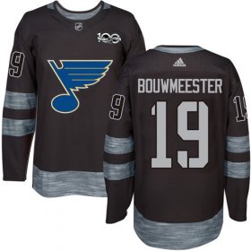 Wholesale Cheap Adidas Blues #19 Jay Bouwmeester Black 1917-2017 100th Anniversary Stitched NHL Jersey