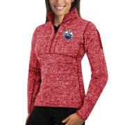 Wholesale Cheap Edmonton Oilers Antigua Women's Fortune 1/2-Zip Pullover Sweater Red