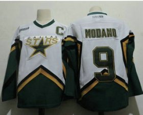 Wholesale Cheap Men\'s Dallas Stars #9 Mike Modano 2005 White CCM Throwback Stitched Vintage Hockey Jersey
