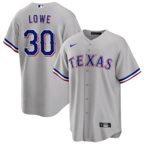 Cheap Men\'s Texas Rangers #30 Nathaniel Lowe Gray Cool Base Stitched Baseball Jersey