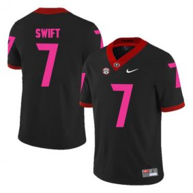 Wholesale Cheap Georgia Bulldogs 7 D\'Andre Swift Black Breast Cancer Awareness College Football Jersey