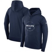 Wholesale Cheap Men's New England Patriots Nike Navy Sideline Property Of Wordmark Logo Performance Pullover Hoodie