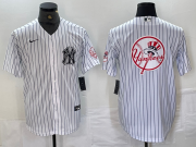 Cheap Men's New York Yankees Big Logo White With Patch 2024 Cool Base Stitched Jersey