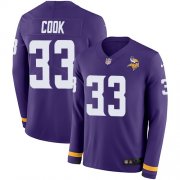 Wholesale Cheap Nike Vikings #33 Dalvin Cook Purple Team Color Men's Stitched NFL Limited Therma Long Sleeve Jersey